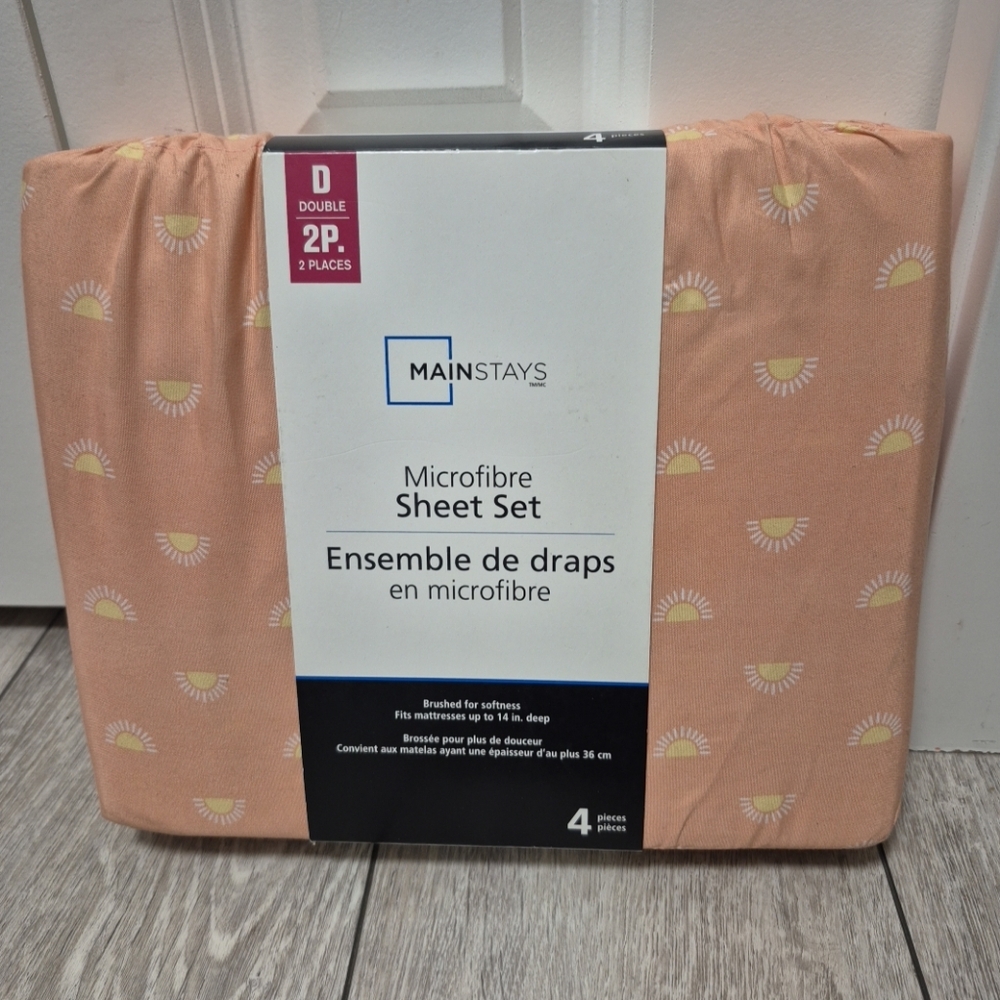 Mainstays Peach Sunburst 4-piece Double Size Microfiber Sheet Set